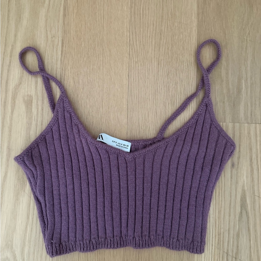Women's Purple Knit Crop Top